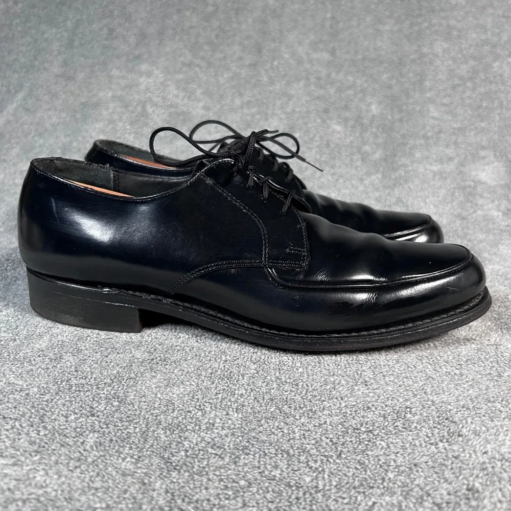 Towncraft Derby Dress Shoes Black Leather Plain Toe Mens 8.5 D Made in USA VTG